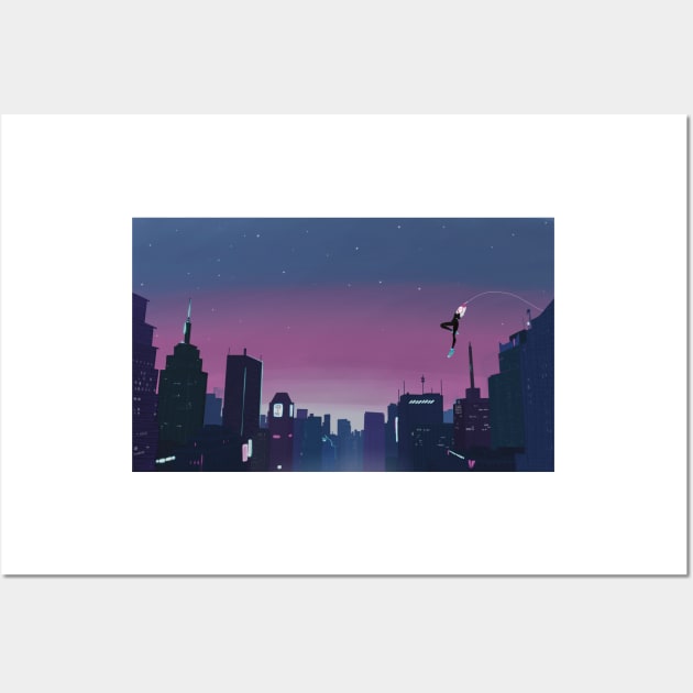 Spider-Gwen Trans Flag Sunset Wall Art by malaynab-artsy